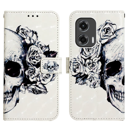 For Motorola Moto G Stylus 5G 2024 3D Painting Horizontal Flip Leather Phone Case(Skull) - Motorola Cases by buy2fix | Online Shopping UK | buy2fix