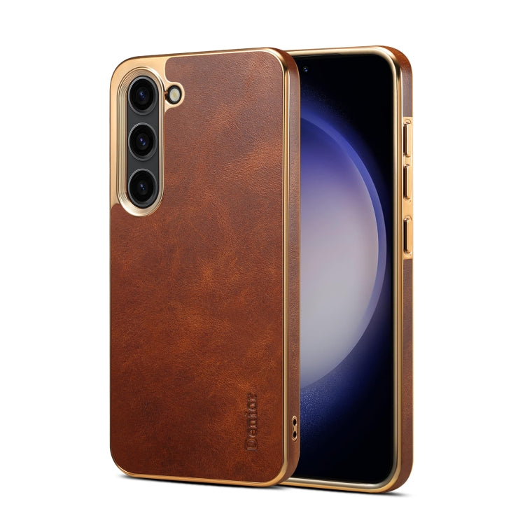 For Samsung Galaxy S23+ 5G Denior Oil Wax Leather Electroplating Phone Case(Brown) - Galaxy S23+ 5G Cases by Denior | Online Shopping UK | buy2fix