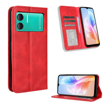 For Doogee X98 Magnetic Buckle Retro Texture Leather Phone Case(Red) - More Brand by buy2fix | Online Shopping UK | buy2fix