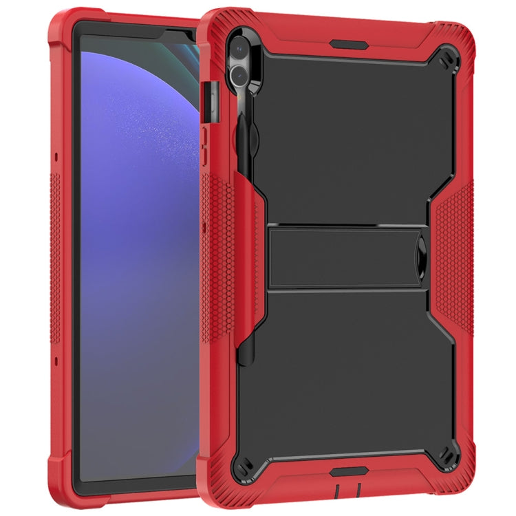 For Samsung Galaxy Tab S9+ Shockproof Silicone Hybrid PC Tablet Case with Holder(Black + Red) - Galaxy Tab S9+ Cases by buy2fix | Online Shopping UK | buy2fix