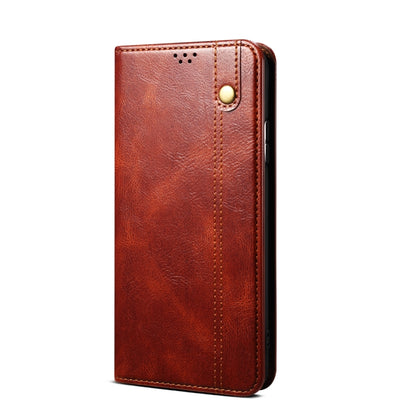 For Xiaomi Redmi Note 13 4G Global Oil Wax Crazy Horse Texture Leather Phone Case(Brown) - Note 13 Cases by buy2fix | Online Shopping UK | buy2fix