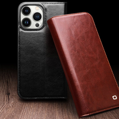 For iPhone 16 Pro Max QIALINO Classic Genuine Leather Phone Case(Brown) - iPhone 16 Pro Max Cases by QIALINO | Online Shopping UK | buy2fix