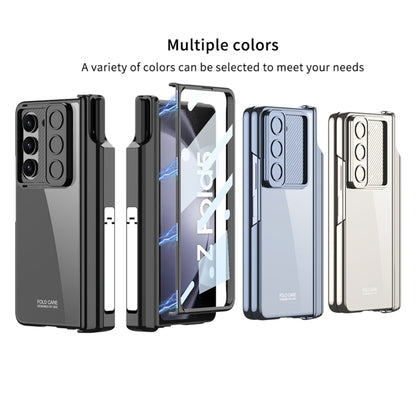 For Samsung Galaxy Z Fold5 5G GKK Integrated Push Lens Window Fold Hinge Phone Case with Pen Slots(Silver) - Galaxy Z Fold5 Cases by GKK | Online Shopping UK | buy2fix