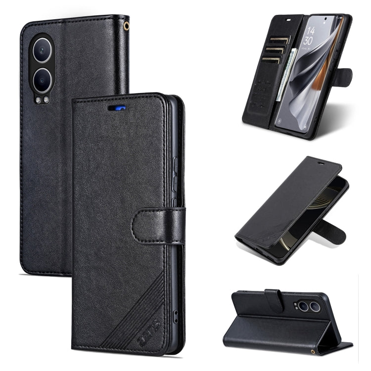 For OnePlus Nord CE4 Lite 5G AZNS Sheepskin Texture Flip Leather Phone Case(Black) - OnePlus Cases by AZNS | Online Shopping UK | buy2fix