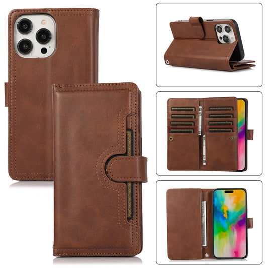 For iPhone 16 Pro Wristband Card Slot Leather Phone Case(Coffee) - iPhone 16 Pro Cases by buy2fix | Online Shopping UK | buy2fix