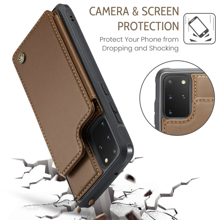 For Samsung Galaxy S20+ CaseMe C22 Card Slots Holder RFID Anti-theft Phone Case(Brown) - Galaxy Phone Cases by CaseMe | Online Shopping UK | buy2fix