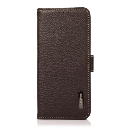 For Xiaomi Redmi K70 KHAZNEH Side-Magnetic Litchi Genuine Leather RFID Phone Case(Brown) - K70 Cases by buy2fix | Online Shopping UK | buy2fix