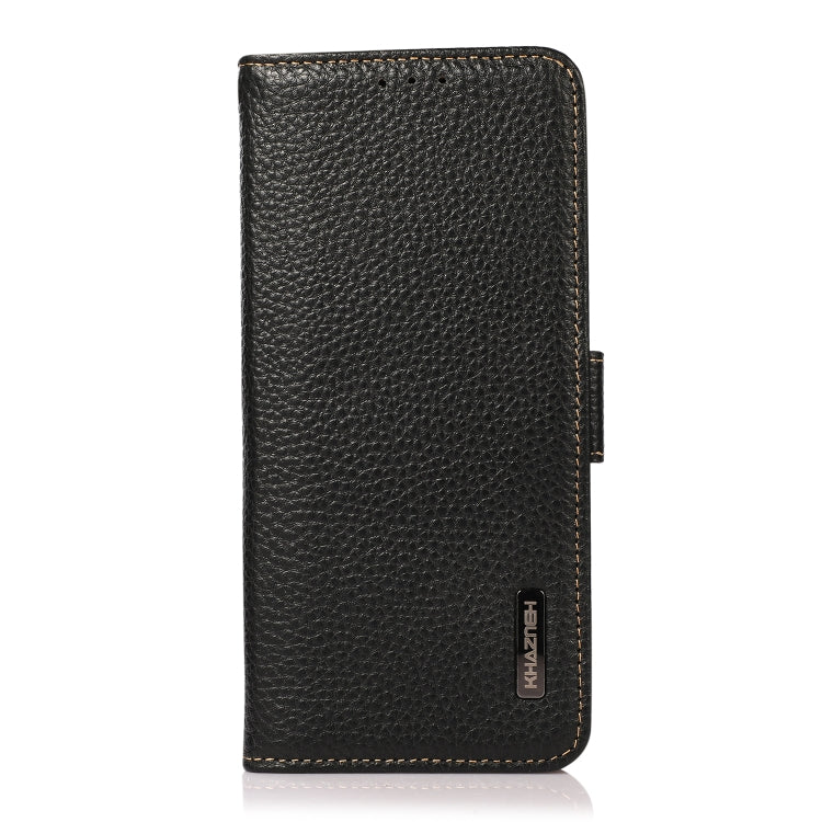 For Xiaomi Redmi K70 Pro KHAZNEH Side-Magnetic Litchi Genuine Leather RFID Phone Case(Black) - K70 Pro Cases by buy2fix | Online Shopping UK | buy2fix