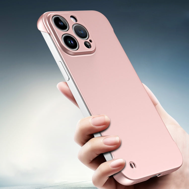 For iPhone 12 Pro Max Frameless Metallic Paint Hybrid PC Phone Case(Rose Gold) - iPhone 12 Pro Max Cases by buy2fix | Online Shopping UK | buy2fix