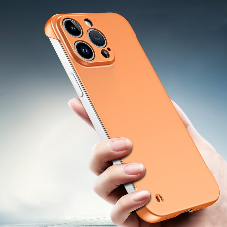 For iPhone 12 Pro Frameless Metallic Paint Hybrid PC Phone Case(Orange) - iPhone 12 / 12 Pro Cases by buy2fix | Online Shopping UK | buy2fix