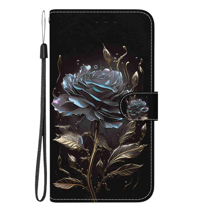 For OnePlus 13 Crystal Texture Colored Drawing Leather Phone Case(Black Rose) - OnePlus Cases by buy2fix | Online Shopping UK | buy2fix