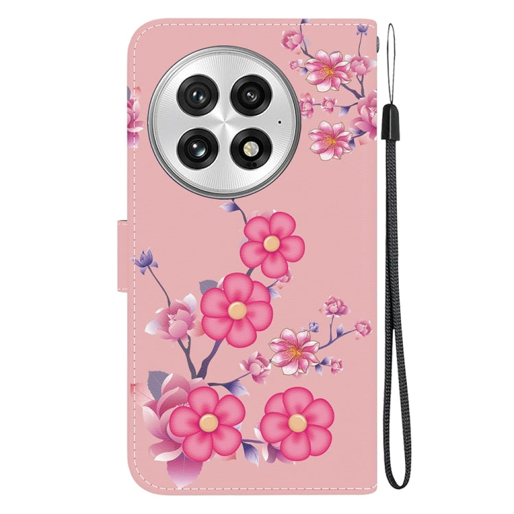 For OnePlus 13 Crystal Texture Colored Drawing Leather Phone Case(Cherry Blossoms) - OnePlus Cases by buy2fix | Online Shopping UK | buy2fix