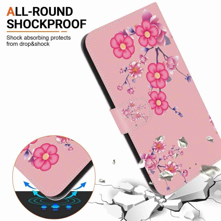 For OnePlus 13 Crystal Texture Colored Drawing Leather Phone Case(Cherry Blossoms) - OnePlus Cases by buy2fix | Online Shopping UK | buy2fix