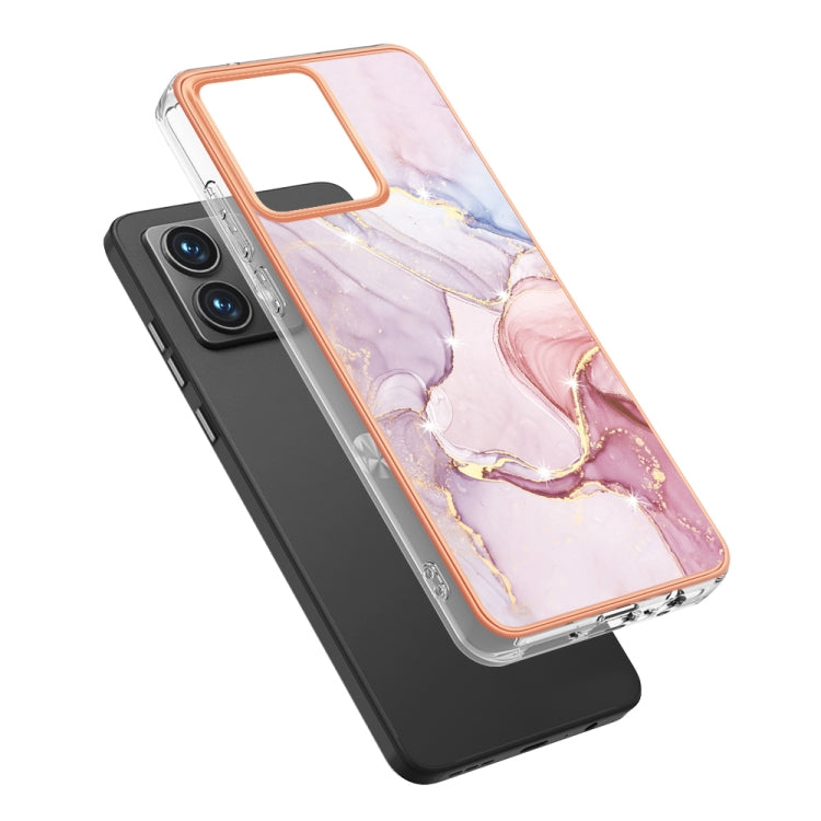 For Motorola Moto G84 Electroplating Marble Dual-side IMD Phone Case(Rose Gold 005) - Motorola Cases by buy2fix | Online Shopping UK | buy2fix