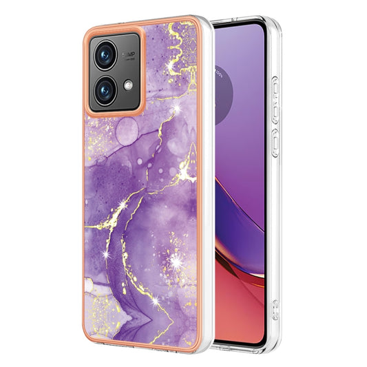 For Motorola Moto G84 Electroplating Marble Dual-side IMD Phone Case(Purple 002) - Motorola Cases by buy2fix | Online Shopping UK | buy2fix