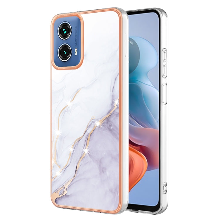 For Motorola Moto G34 Electroplating Marble Dual-side IMD Phone Case(White 006) - Motorola Cases by buy2fix | Online Shopping UK | buy2fix