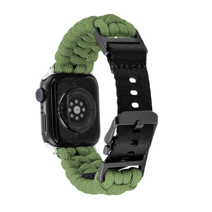 For Apple Watch Ultra 2 49mm Paracord Plain Braided Webbing Buckle Watch Band(Army Green) - Watch Bands by buy2fix | Online Shopping UK | buy2fix