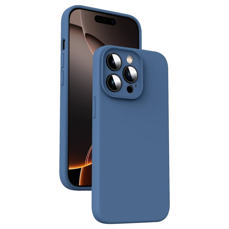 For iPhone 16 Pro Max Microfiber Liquid Silicone Shockproof Phone Case(Blue) - iPhone 16 Pro Max Cases by buy2fix | Online Shopping UK | buy2fix