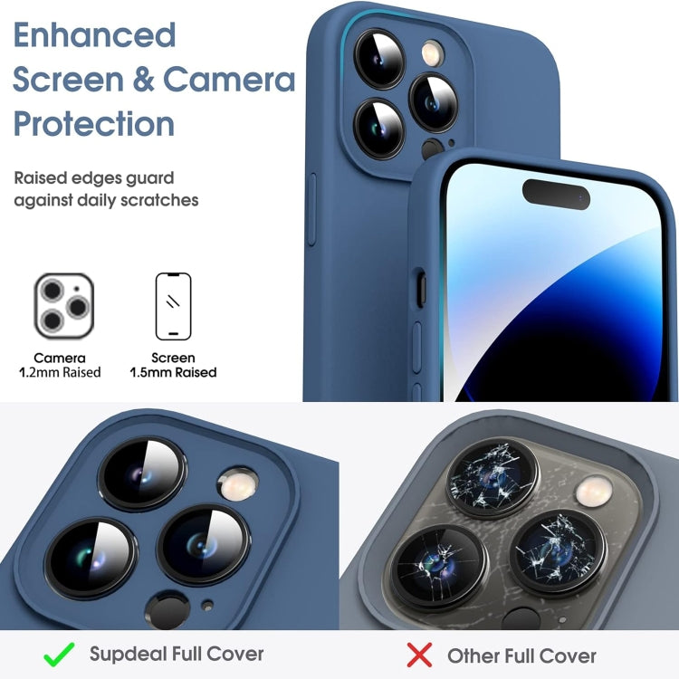 For iPhone 16 Pro Microfiber Liquid Silicone Shockproof Phone Case(Blue) - iPhone 16 Pro Cases by buy2fix | Online Shopping UK | buy2fix