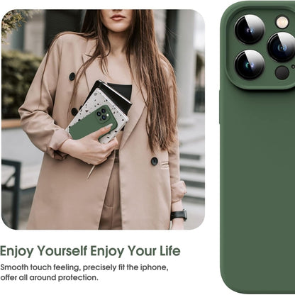 For iPhone 16 Plus Microfiber Liquid Silicone Shockproof Phone Case(Dark Green) - iPhone 16 Plus Cases by buy2fix | Online Shopping UK | buy2fix