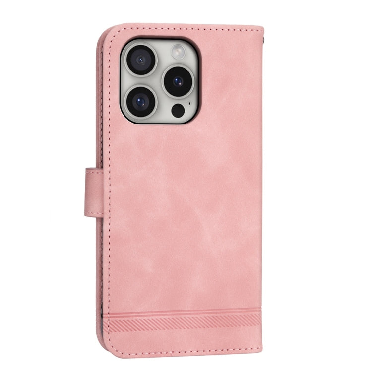 For iPhone 16 Pro Dierfeng Dream Line TPU + PU Leather Phone Case(Pink) - iPhone 16 Pro Cases by buy2fix | Online Shopping UK | buy2fix