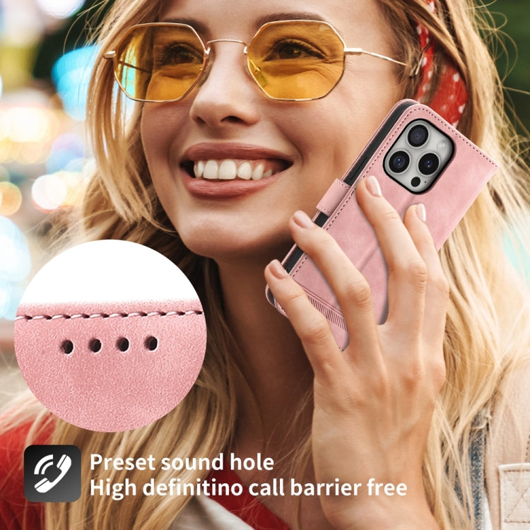 For iPhone 16 Pro Dierfeng Dream Line TPU + PU Leather Phone Case(Pink) - iPhone 16 Pro Cases by buy2fix | Online Shopping UK | buy2fix