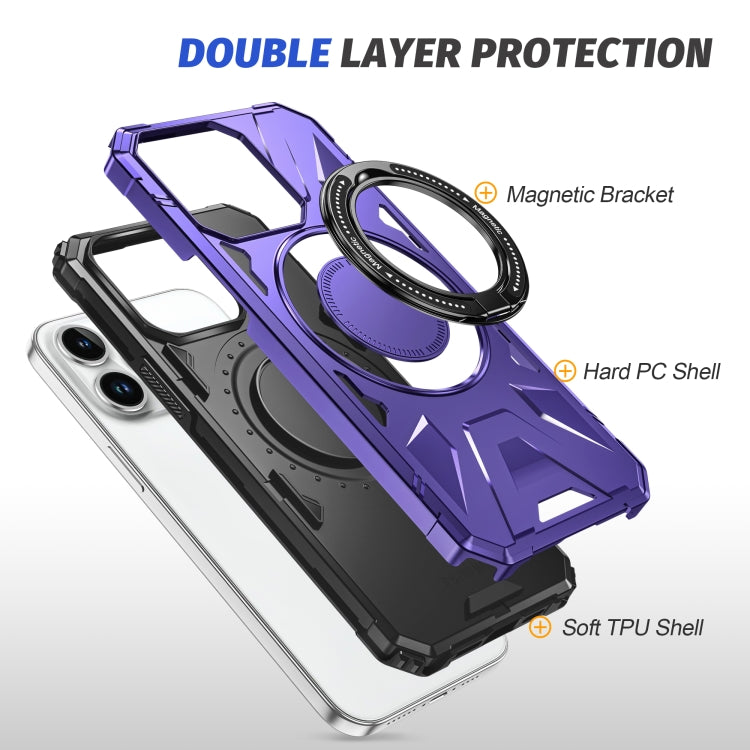 For iPhone 15 MagSafe Magnetic Shockproof Phone Case with Ring Holder(Purple) - iPhone 15 Cases by buy2fix | Online Shopping UK | buy2fix