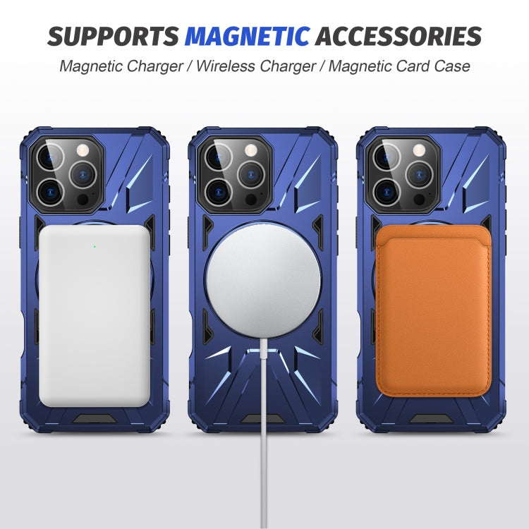 For iPhone 16 Pro MagSafe Magnetic Shockproof Phone Case with Ring Holder(Navy Blue) - iPhone 16 Pro Cases by buy2fix | Online Shopping UK | buy2fix