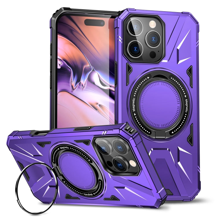 For iPhone 16 Pro MagSafe Magnetic Shockproof Phone Case with Ring Holder(Purple) - iPhone 16 Pro Cases by buy2fix | Online Shopping UK | buy2fix