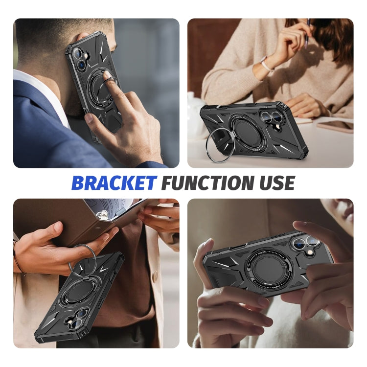 For iPhone 16 MagSafe Magnetic Shockproof Phone Case with Ring Holder(Black) - iPhone 16 Cases by buy2fix | Online Shopping UK | buy2fix