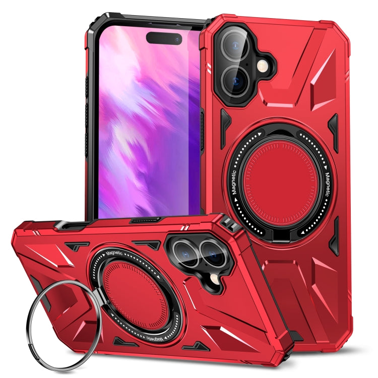 For iPhone 16 MagSafe Magnetic Shockproof Phone Case with Ring Holder(Red) - iPhone 16 Cases by buy2fix | Online Shopping UK | buy2fix