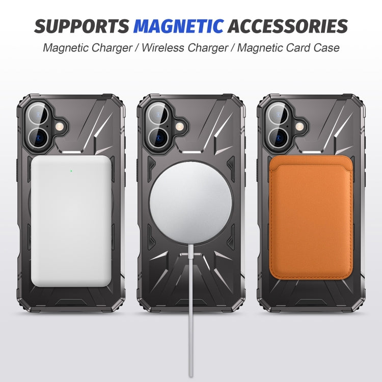 For iPhone 16 MagSafe Magnetic Shockproof Phone Case with Ring Holder(Dark Grey) - iPhone 16 Cases by buy2fix | Online Shopping UK | buy2fix