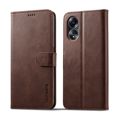 For OPPO Reno8 T 4G LC.IMEEKE Calf Texture Horizontal Flip Leather Case(Brown) - OPPO Cases by LC.IMEEKE | Online Shopping UK | buy2fix