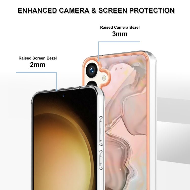 For Samsung Galaxy S24+ 5G Electroplating Marble Dual-side IMD Phone Case(Rose Gold 015) - Galaxy S24+ 5G Cases by buy2fix | Online Shopping UK | buy2fix