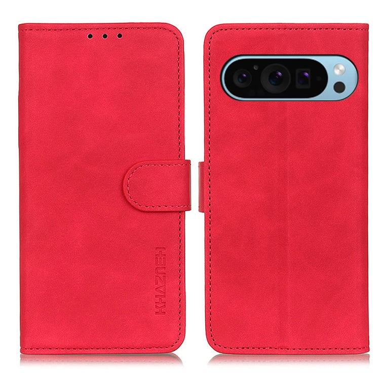 For Google Pixel 9 KHAZNEH Retro Texture Flip Leather Phone Case(Red) - Google Cases by buy2fix | Online Shopping UK | buy2fix