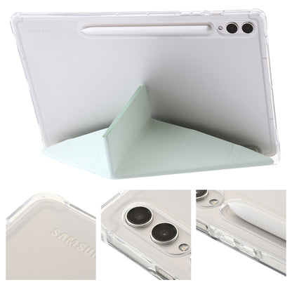 For Samsung Galaxy Tab S9+ Clear Acrylic Deformation Leather Tablet Case(Green) - Galaxy Tab S9+ Cases by buy2fix | Online Shopping UK | buy2fix