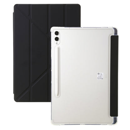 For Samsung Galaxy Tab S9 FE Clear Acrylic Deformation Leather Tablet Case(Black) - Galaxy Tab S9 FE by buy2fix | Online Shopping UK | buy2fix