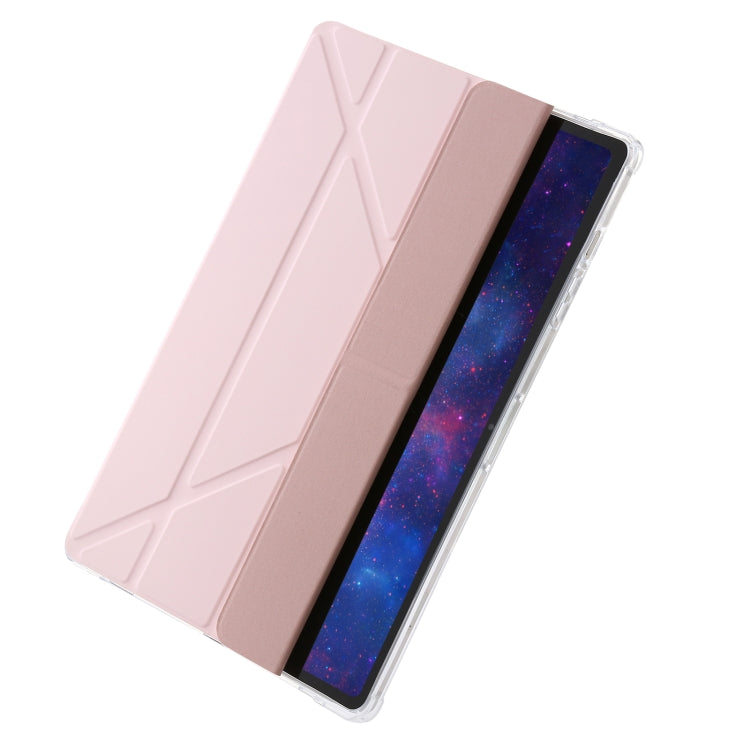 For Samsung Galaxy Tab S9 FE+ Clear Acrylic Deformation Leather Tablet Case(Pink) - Galaxy Tab S9 FE+ by buy2fix | Online Shopping UK | buy2fix