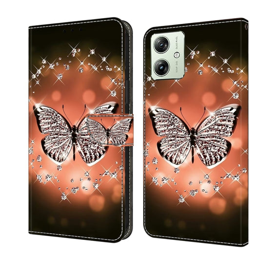 For Motorola Moto G54 Crystal 3D Shockproof Protective Leather Phone Case(Crystal Butterfly) - Motorola Cases by buy2fix | Online Shopping UK | buy2fix