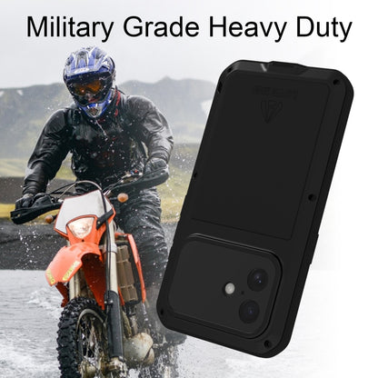 For iPhone 16 LOVE MEI Metal Shockproof Life Waterproof Dustproof Phone Case(Black) - iPhone 16 Cases by LOVE MEI | Online Shopping UK | buy2fix