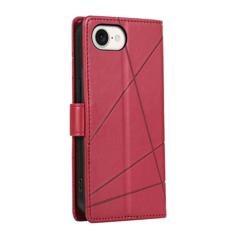 For iPhone SE 2024 PU Genuine Leather Texture Embossed Line Phone Case(Red) - More iPhone Cases by buy2fix | Online Shopping UK | buy2fix