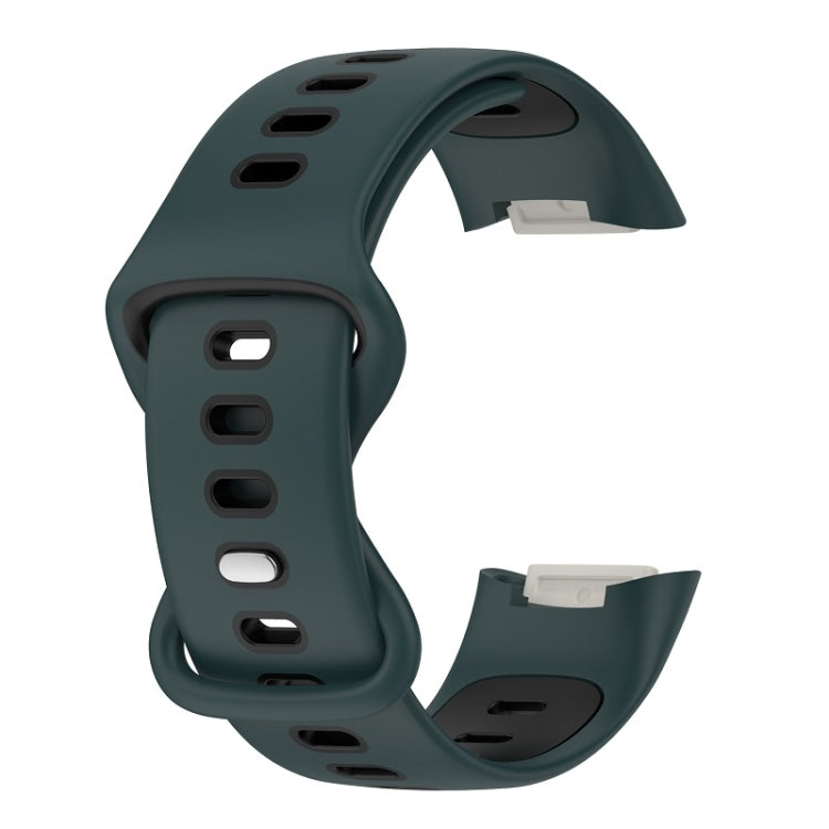 For Fitbit Charge 6 Two Color Silicone Watch Band(Olive Green Black) - Watch Bands by buy2fix | Online Shopping UK | buy2fix