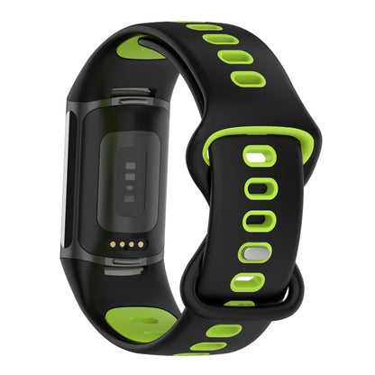 For Fitbit Charge 6 Two Color Silicone Watch Band(Black Lime) - Watch Bands by buy2fix | Online Shopping UK | buy2fix