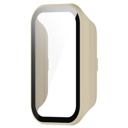 For Xiaomi Smart Band 8 Active / Redmi Band 2 PC + Tempered Film Integrated Watch Protective Case(Ivory White) - Watch Cases by buy2fix | Online Shopping UK | buy2fix