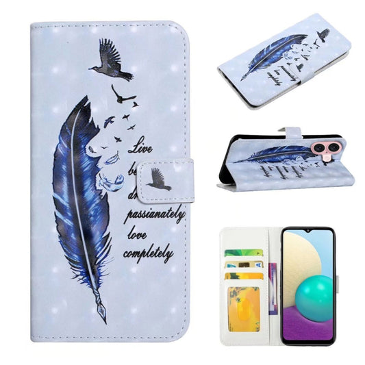 For iPhone 16 Oil Embossed 3D Drawing Leather Phone Case(Blue Feather) - iPhone 16 Cases by buy2fix | Online Shopping UK | buy2fix