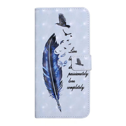 For iPhone 16 Pro Max Oil Embossed 3D Drawing Leather Phone Case(Blue Feather) - iPhone 16 Pro Max Cases by buy2fix | Online Shopping UK | buy2fix