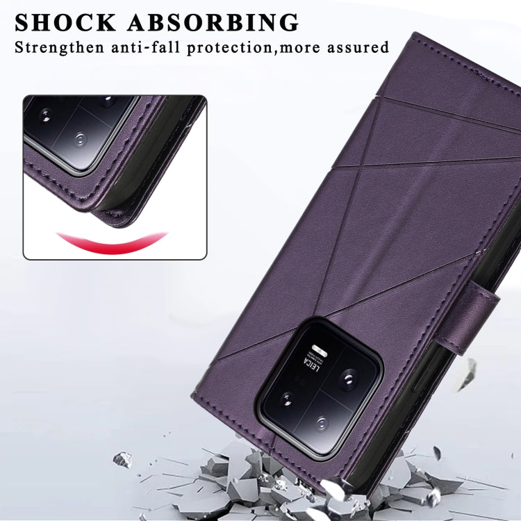 For Xiaomi 13 Pro PU Genuine Leather Texture Embossed Line Phone Case(Purple) - 13 Pro Cases by buy2fix | Online Shopping UK | buy2fix