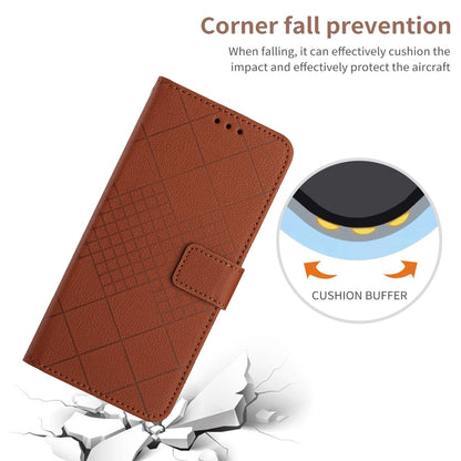 For iPhone 16 Rhombic Grid Texture Leather Phone Case(Brown) - iPhone 16 Cases by buy2fix | Online Shopping UK | buy2fix