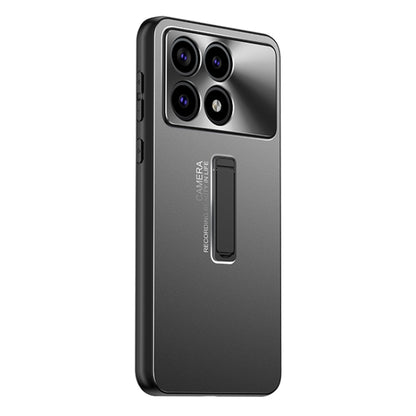 For Xiaomi Redmi K70 Frosted Metal Hybrid TPU Holder Phone Case(Black) - K70 Cases by buy2fix | Online Shopping UK | buy2fix