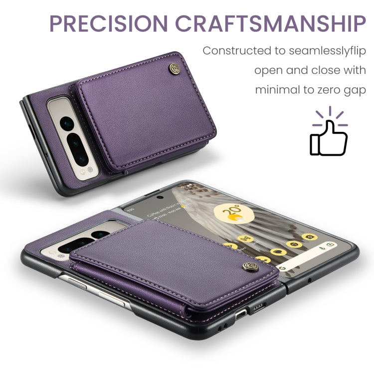 For Google Pixel Fold CaseMe C22 PC+TPU Business Style RFID Anti-theft Leather Phone Case(Purple) - Google Cases by CaseMe | Online Shopping UK | buy2fix